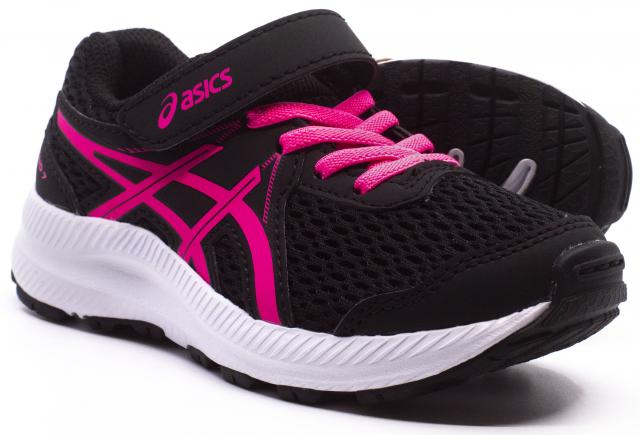 black and hot pink asics